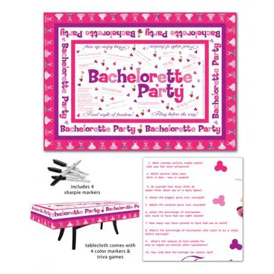 Bachelorette Party Tablecloth Trivia with 4 Markers