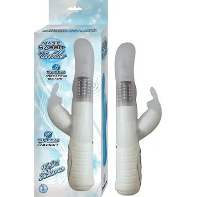 Magic Rabbit Tickler Silicone Vibe Waterproof White 8 5 Inch