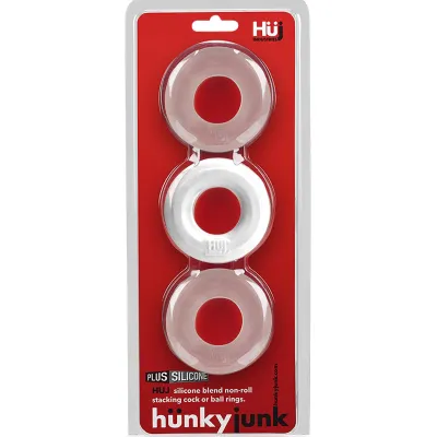 Hunky Junk 3 pc Cockrings White Ice