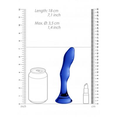 Chrystalino Gallant Blue Glass Curved Dildo Wand