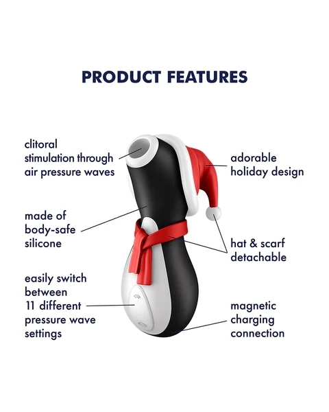 Satisfyer Penguin Holiday Edition Pressure Wave Rechargeable Waterproof Stimulator