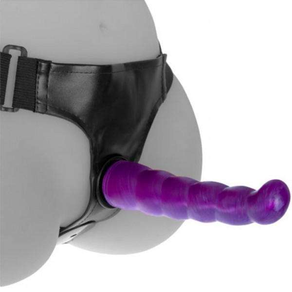 Feeling Horny Purple Double Strap-On - 7 Inch