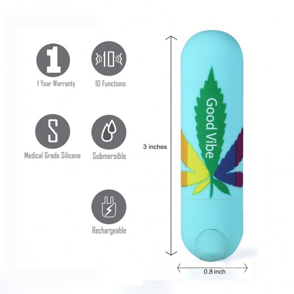 Maia Jessi 420 Rechargeable Mini Bullet Vibrator with Colorful Leaf Pattern