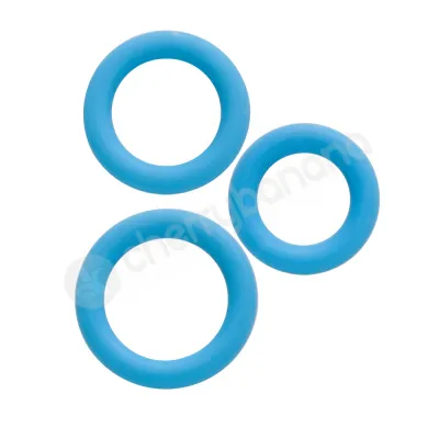 Simply Silicone Blue Three Cock Ring Set For Him 3 Pack