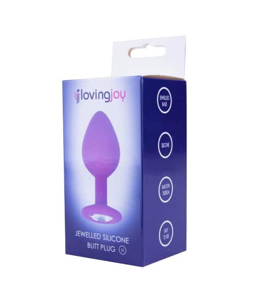 Loving Joy Jewelled Silicone Butt Plug Purple &#8211; Medium
