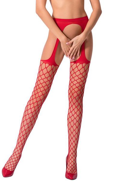 Passion Erotic Brooklyn Red Fishnet Suspender Stockings