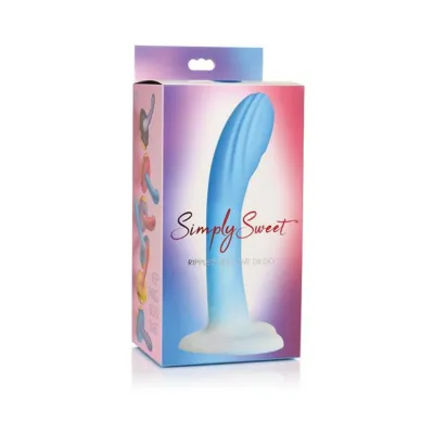 Realistic Dildos Simply Sweet Rippled 7 In Silicone Dildo Blue white