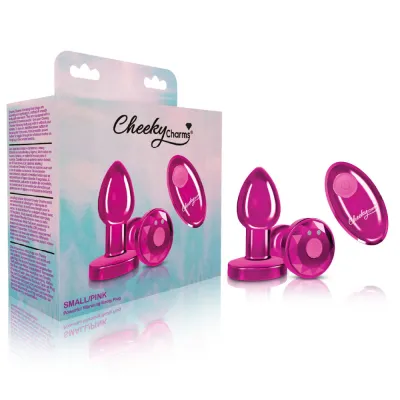 Cheeky Charms Rechargeable Vibrating Metal Butt Plug With Remote Control Pink Small Preorder Only