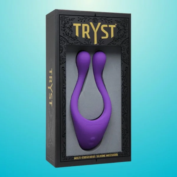 Tryst Multi Erogenous Zone Silicone Vibrator and Cock Ring- Purple