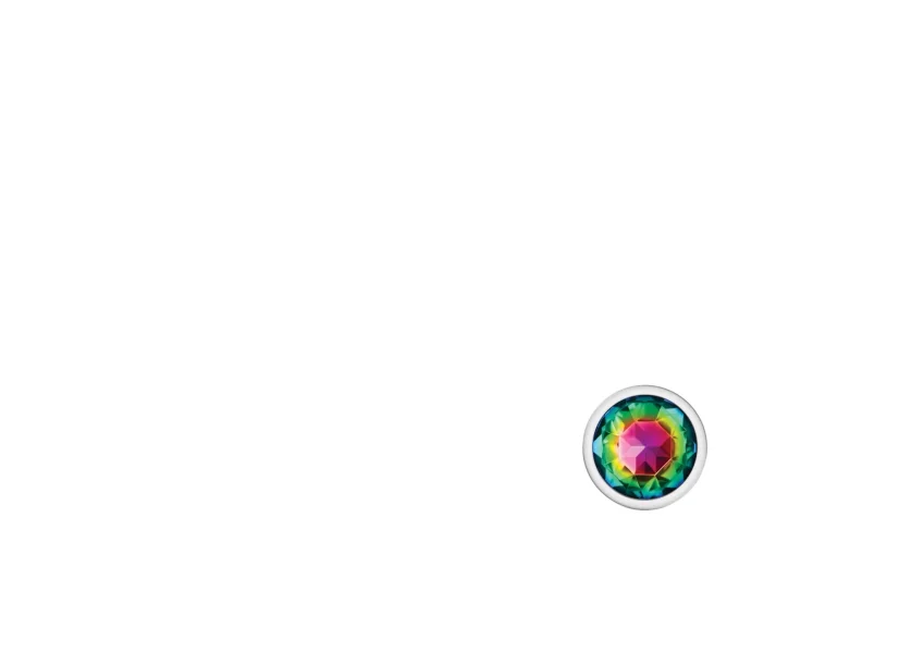 Cheeky Charms - Silver Metal Butt Plug - Round - Rainbow - Medium