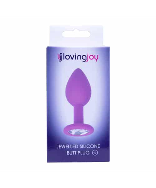 Loving Joy Jewelled Silicone Butt Plug Purple -Small
