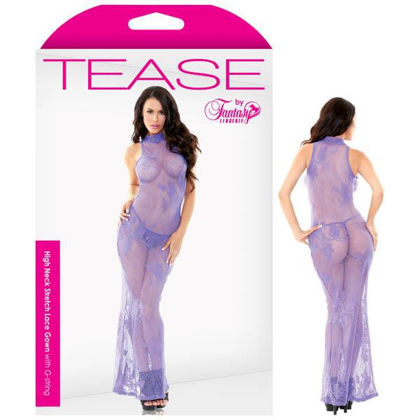 Tease - High Neck Stretch Lace Gown With G-string