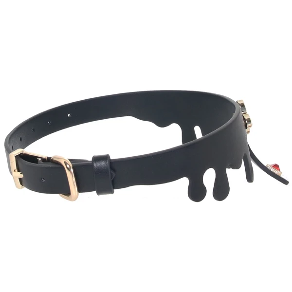 Fetish & Fashion Elvira Collar With Ruby Jewel By NS Novelties - Black & Gold
