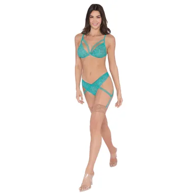Bralette Garter Panty One Size Ocean