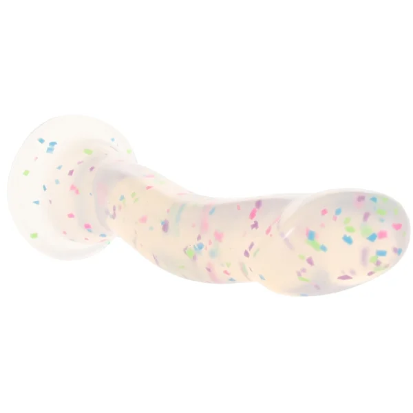 Neo Elite Hanky Panky Glow In The Dark 7.75" Silicone Suction Cup Dildo by Blush - Confetti