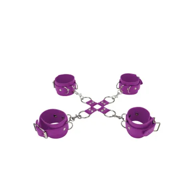 Leather Hand And Legcuffs Purple