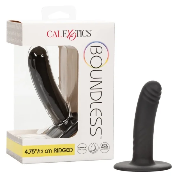 Boundless 4.75" Ridged Silicone Suction Cup Dildo By CalExotics - Black