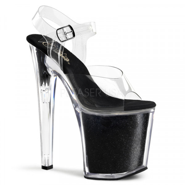 XTREME-808G - 8" Stiletto Ankle Strap Glitter-Filled PF Sandal — image 5 of 8