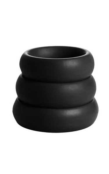 3 Piece Silicone C Ring Set - Black