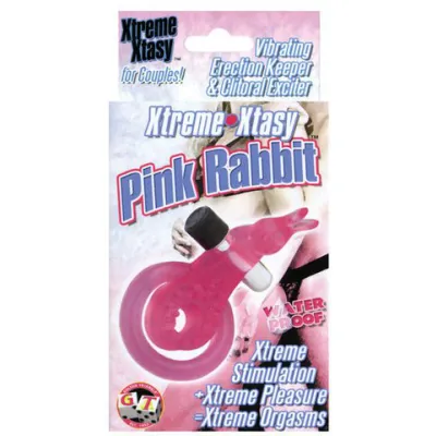 XTREME XTASY PINK RABBIT VIBRATING COCK RING WATERPROOF