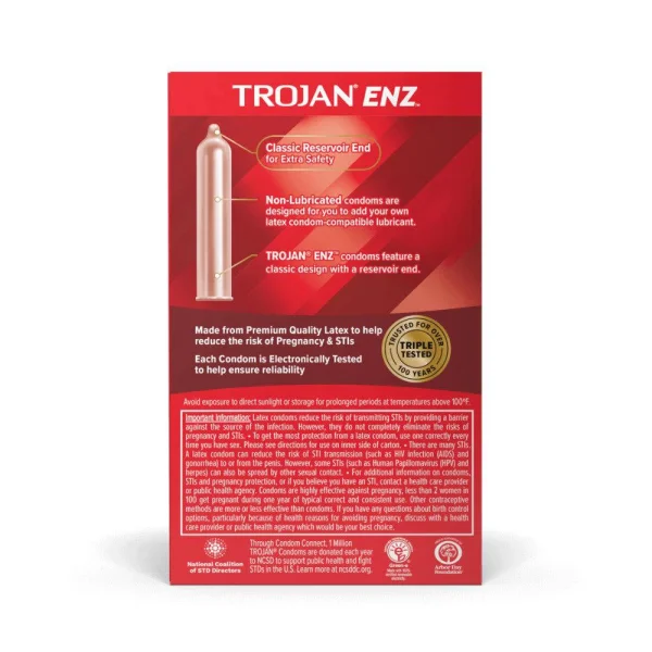 Trojan ENZ Condoms Without Lube | Dry Condoms