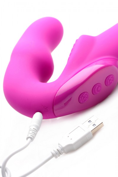 Evoke Rechargeable Vibrating Silicone Strapless Strap-on - Pink
