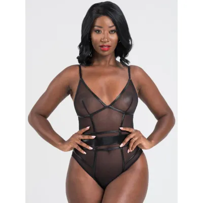 Lovehoney Fierce Wet Look and Mesh Open Back Teddy