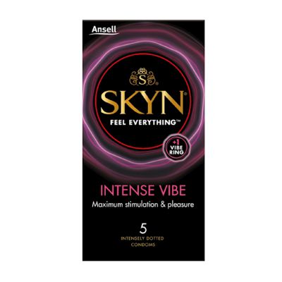 Ansell Skyn Intense Condoms 5 Pack With Vibrating Ring Black
