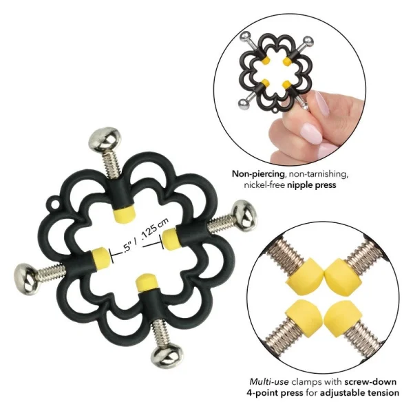 Boundless Nipple Grips Power Grip 4-Point Nipple Press By CalExotics - Black