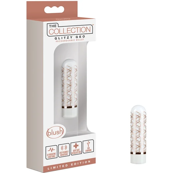 Blush Novelties The Collection Glitzy Geo Bullet Vibrator, Rose Gold