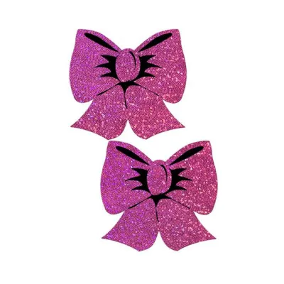 Pastease Bow Hot Pink Glitter Bows Nipple Pasties