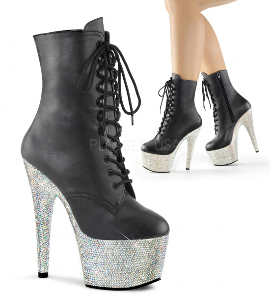 7 inches Heel, 2 3/4 inches PF Front Lace-Up Ankle Boot w/RS, Side Zip