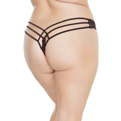 Plus Size Scallop Lace Strappy Back Thong