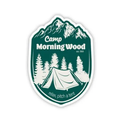 Games Novelty Twisted Wares Camp Morning Wood Sticker