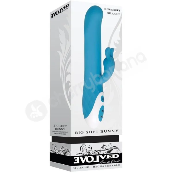 Evolved Big Soft Bunny Blue 8.75" Soft & Squishy Super Soft Silicone Rabbit Vibrator