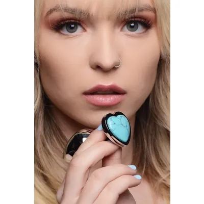 Booty Sparks Gemstones Turquoise Heart Anal Plug