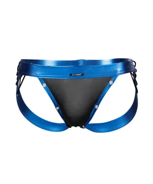C4M Desire Jockstrap Blue Leatherette Large