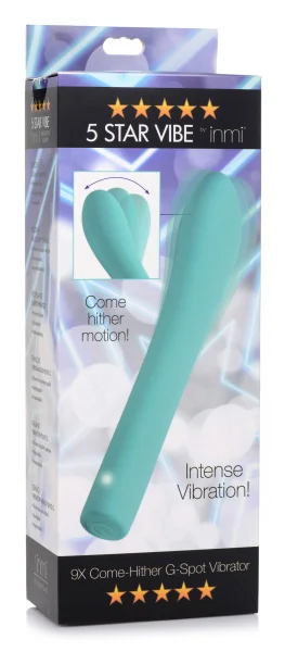5 Star 9x Come-hither G-spot Silicone Vibrator - Teal