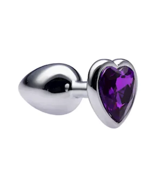 Kink Range Alloy Love Heart Gemmed Butt Plug - 2.7 Inch - Purple - Small — image 5 of 10
