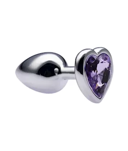 Kink Range Alloy Love Heart Gemmed Butt Plug - 2.7 Inch - Purple - Small — image 8 of 10