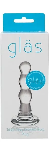 Glas - Triple Play Beaded Butt Plug - Clear