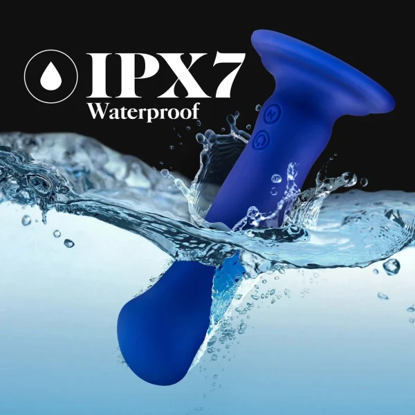 Impressions Santorini Rechargeable Waterproof Silicone G-Spot Suction Cup Vibrator By Blush - Blue