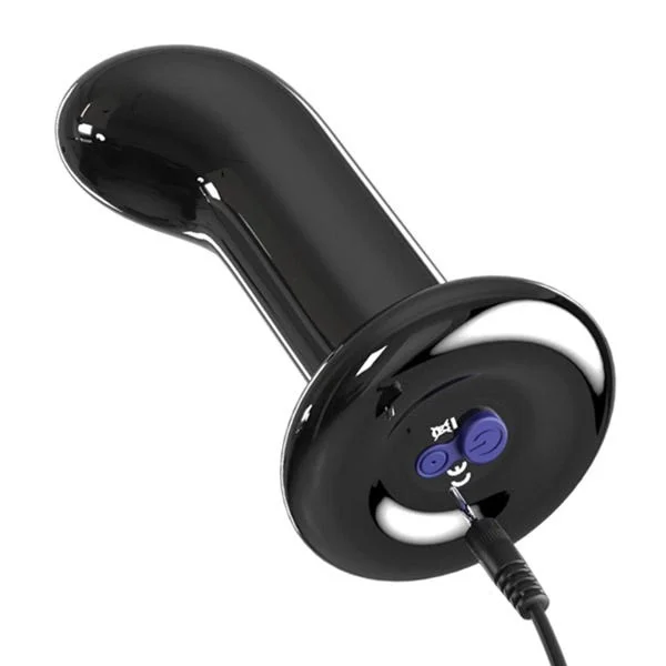 Icicles No. 84 Black Vibrating Glass Prostate Massager by Pipedream