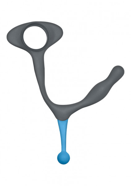 DUO C-Ring & P-Massager - Grey - Steel Cock Ring