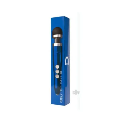 Personal Massagers Doxy Die Cast 3r Rechargeable Compact Wand Vibrator Blue Flame