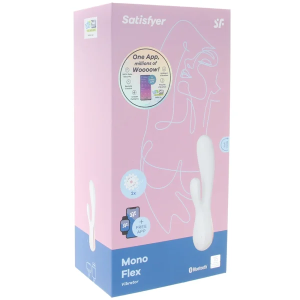 Satisfyer Mono Flex Rechargeable Waterproof App Enabled Rabbit Vibrator - White