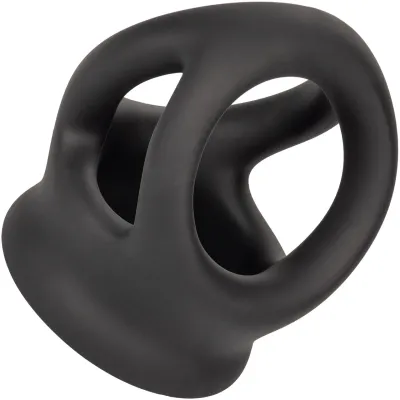 Alpha Liquid Silicone Dual Cage Cock Ring By CalExotics Black