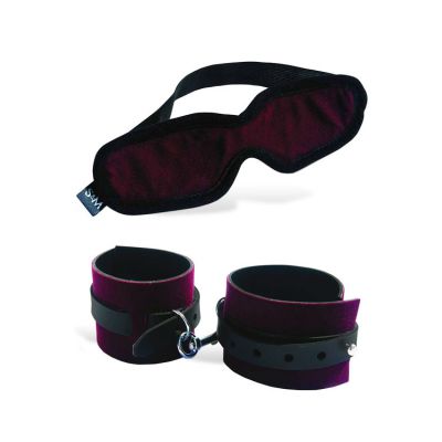Sex Mischief Velvety Blindfold Adjustable Cuff Set 3 Pce