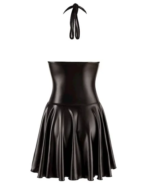 Full Zip Wetlook Dress - Black - Small