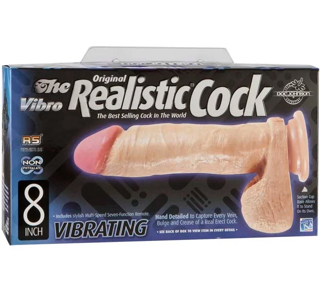 Doc Johnson The Vibrating Realistic 8" Cock with Suction Cup - Vanilla